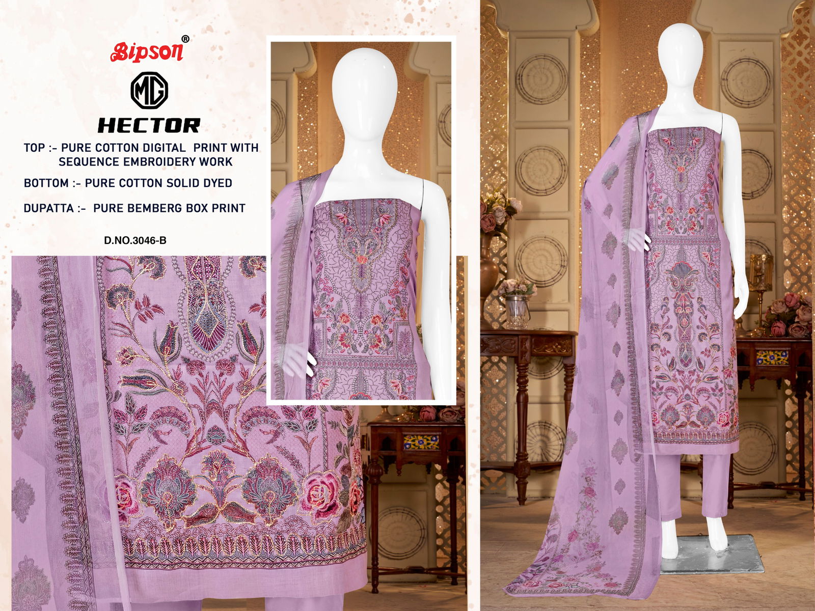Mg Hector 3046 By Bipson Cotton Printed Dress Material Exporters In India
